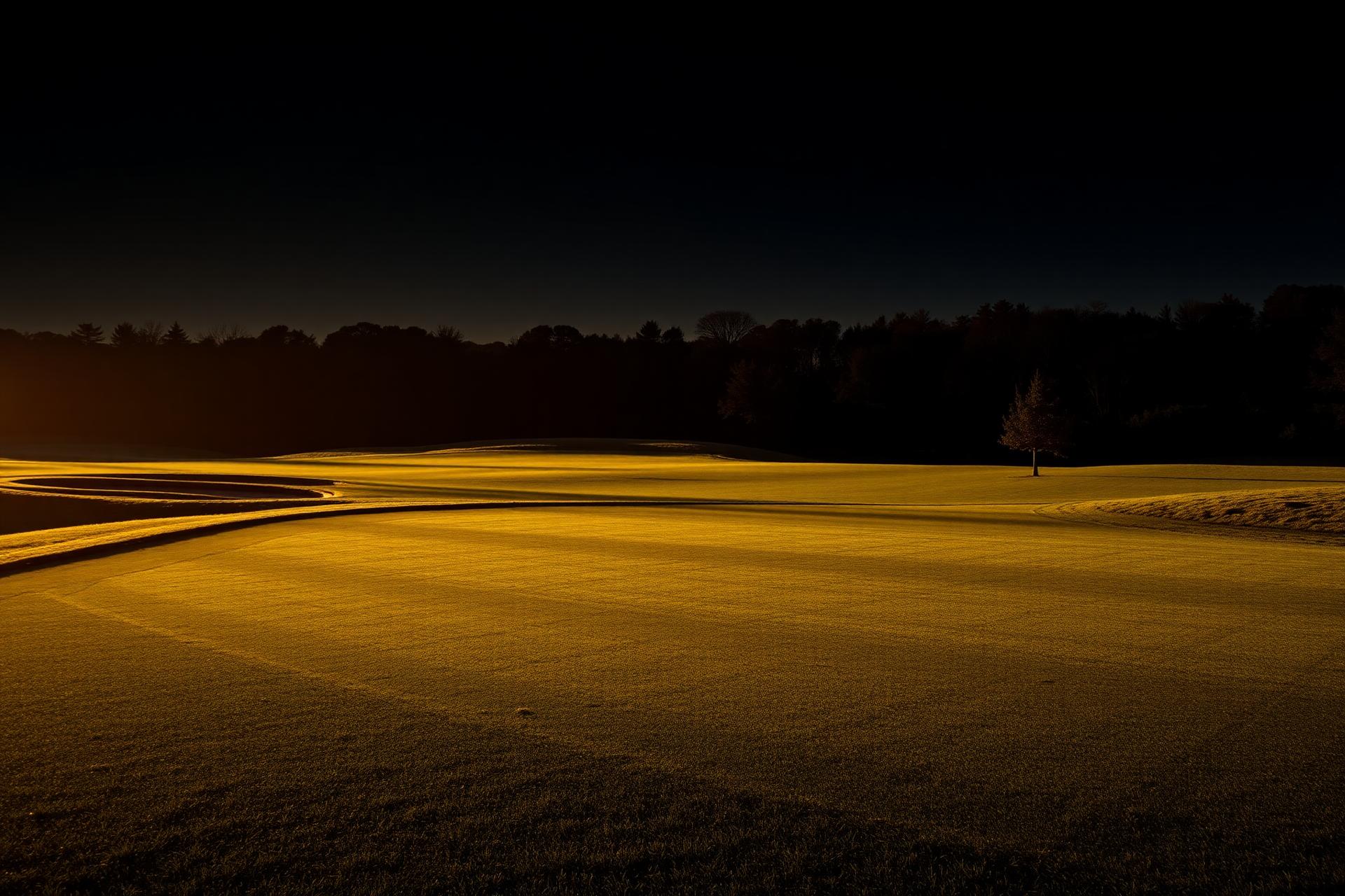 Golf course at dusk